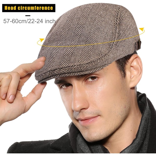 Herr Newsboy Cap Vinter Basker Hatt Flat Cap