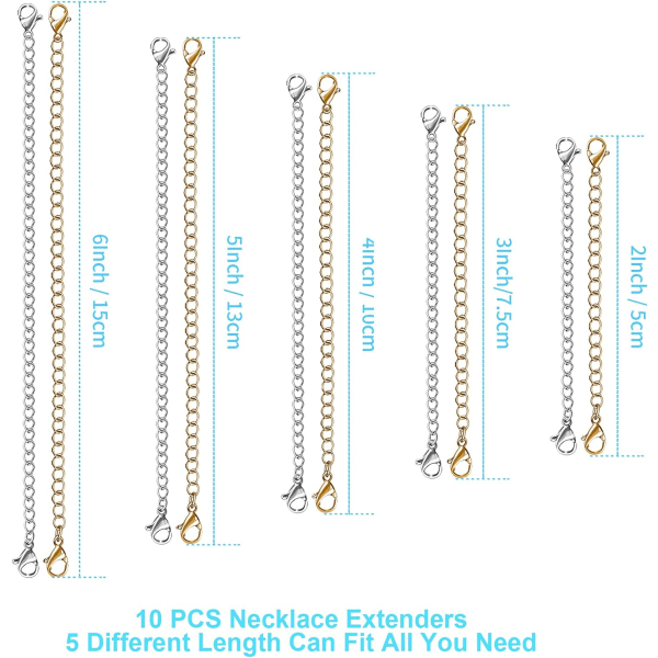 Halsbandsförlängare - 10 ST Kedjeförlängare för halsband