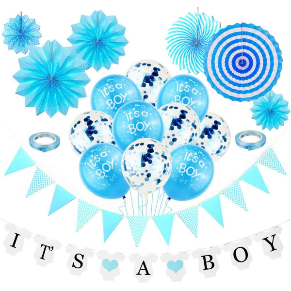 Baby Shower Party Dekoration - IT'S A BOY Banner & Balloons Set