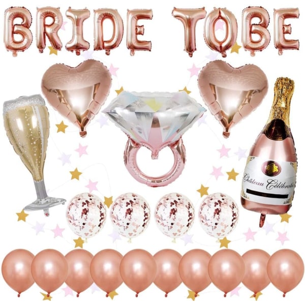 Rosa guld möhippor dekoration ballonger, Bride to Be & Garland
