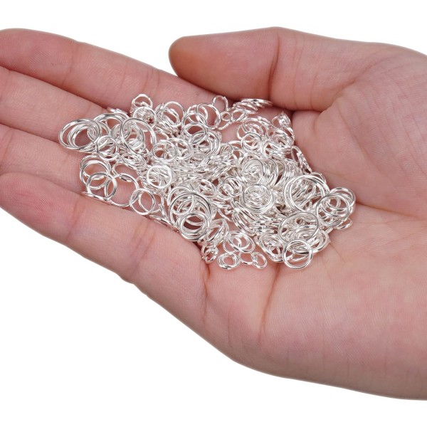 2300 st diverse Silver Jump Rings - 7 storlekar, för hantverk och smyckestillverkning
