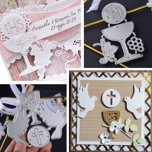 4 uppsättningar skärverktyg för scrapbooking - dop och jul