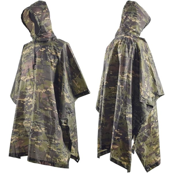 Camo Poncho Military Multicam Vattentät Regnjacka Cover med huva