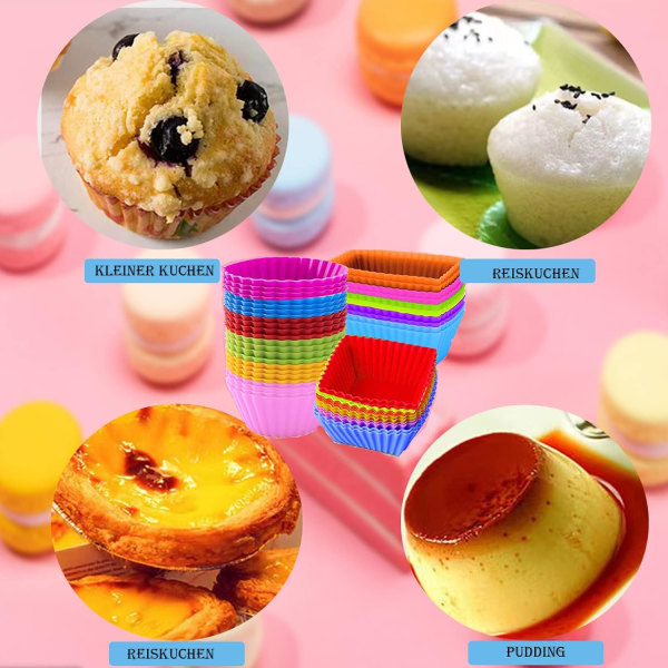 Förpackning med 48 återanvändbara muffinsformar i silikon - BPA-fri