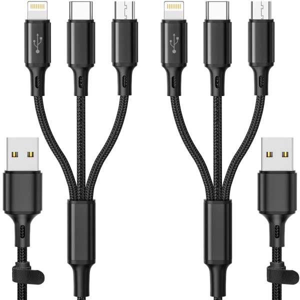 Multi 2Pack 10FT 3 i 1 Universal Multipel USB -kabel