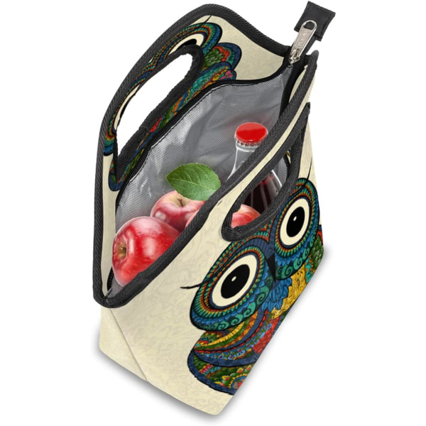 Lunchväska Etnisk Bohemian Owl Lunchbox för kvinnor Män Flickor Pojkar