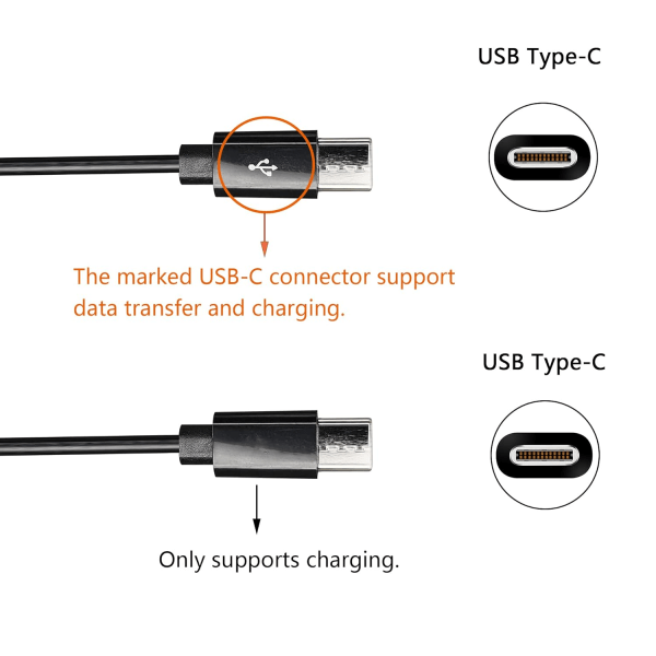 USB Typ C Splitter Laddningskabel, 4,9 fot 2 i 1 Multi Laddningskabel