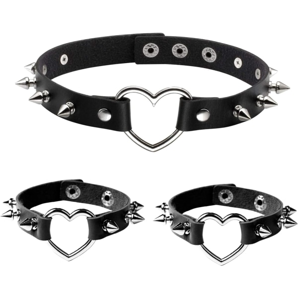 Läder Studded Spike Armband Choker Punk Gothic Metal Rivet Cuff