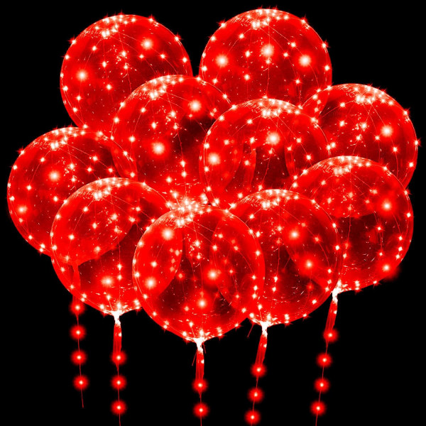 LED Ballonger 10 PACK, 20 Inches Light Up BoboBalloons Helium