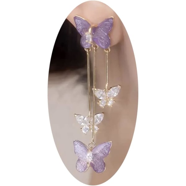 Crystal Butterfly Tofs örhängen 3D långa Butterfly örhängen Animal Drop Dangle