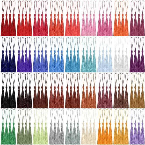 120 handgjorda silkeslen tofsar - olika färger