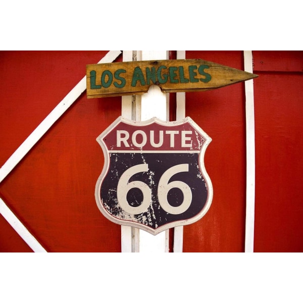 Vintage Route 66 metallplåtskylt - Retro vägskyltar rumsdekor (12x12 tum)