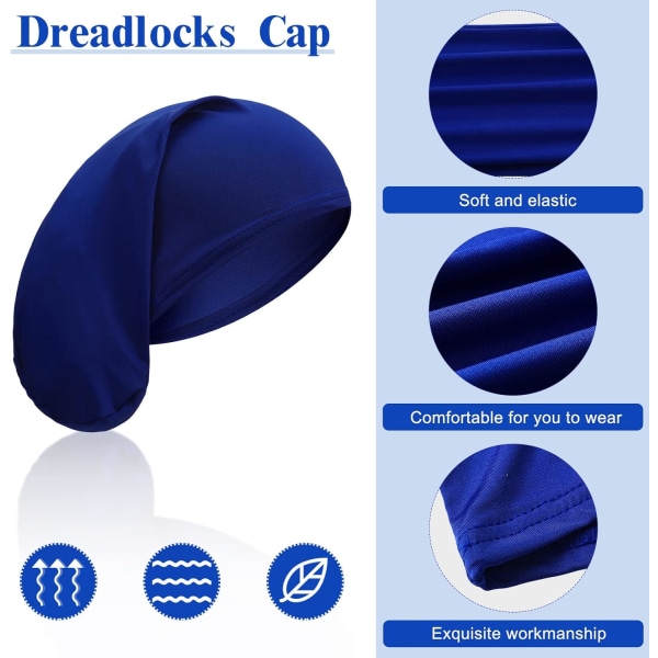 8 delar unisex Dreadlock Cap Dreadlock Spandex Cap Långt hår Dreads