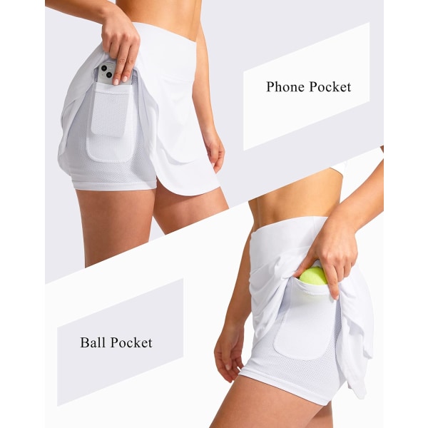 Plisserade tenniskjolar för damer med 4 fickor Athletic Golf Skorts kjolar för