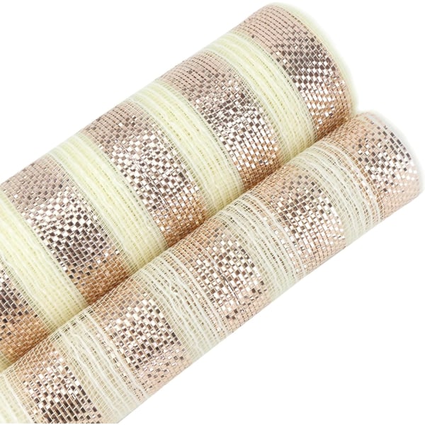 Rose Gold Deco Mesh 10 Inch Valentine Mesh Ribbon Tyg Mesh Roll dekorativa