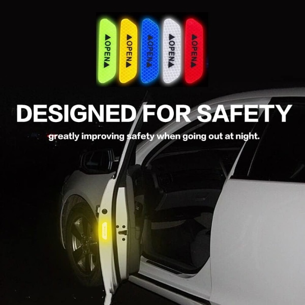 4 st bildörr öppen prompt Anti-kollision reflekterande klistermärken - varningsdekaler för nattsikt