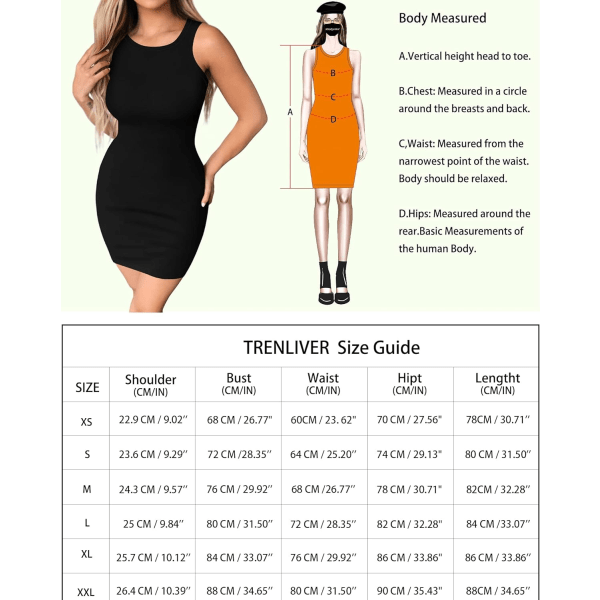 Tankklänning för kvinnor Rundhalsad Mini Tight Bodycon Going Out-klänning (en ärmlös