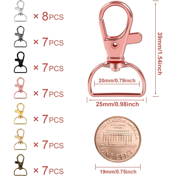 Vridbar nyckelring Nyckelring Clipkrokar - 50 st för hantverk och nyckelringar