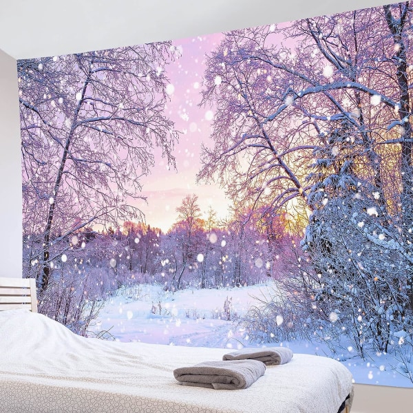 Vintertapet Vägghängande Drömliknande snö i Sunset Wall Tapestry Snow Forest