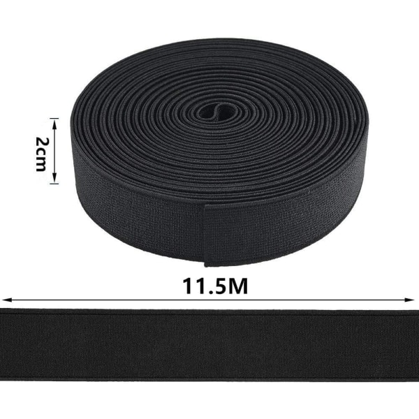 Bred svart elastisk band - perfekt för att sy midjeband och hantverk (20 mm x 11,5 meter)