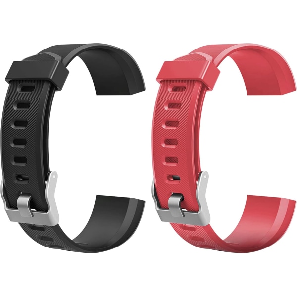 Ersättningsrem - Färgglatt klockband för Fitness Tracker (svart+röd)