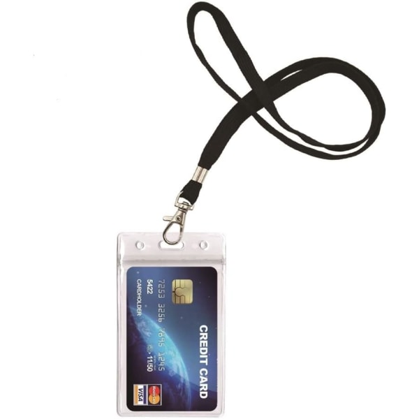 ID-kortsmärkeshållare med kraftigt band - nyckel, ID-kort, namnskylthållare (svart)