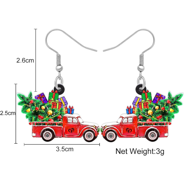 Akryl Christmas Truck Tree Garland Örhängen Drop Dangle Smycken för kvinnor