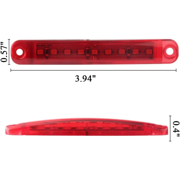 10st röda sidomarkeringsljus - 9LED universal främre bakre positionslampor för fordon