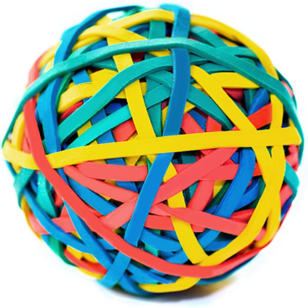Gummibandboll - 110 färgglada resårer för pappersvaror och organisering