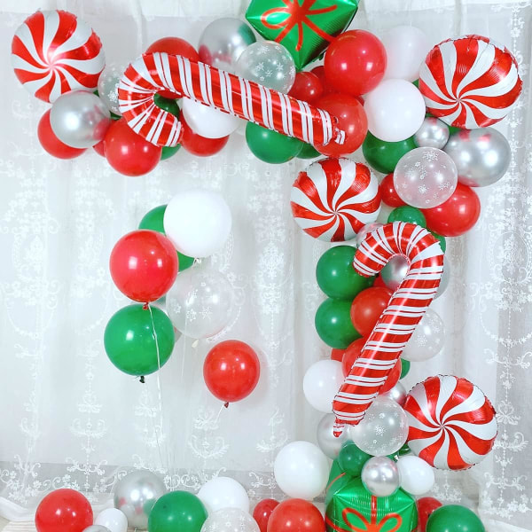 Julballonger Garland Arch Kit, Red Green Sliver Snowflake