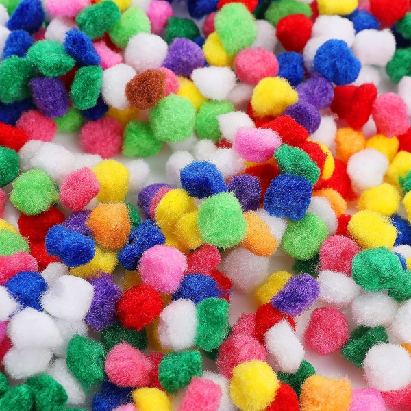 1000 st Pompoms för hantverk - Multicolor Rainbow Pom-Pom bollar