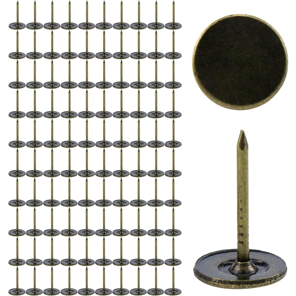 100 st brons ton tumstift - platt huvud möbeldekor trycknålar