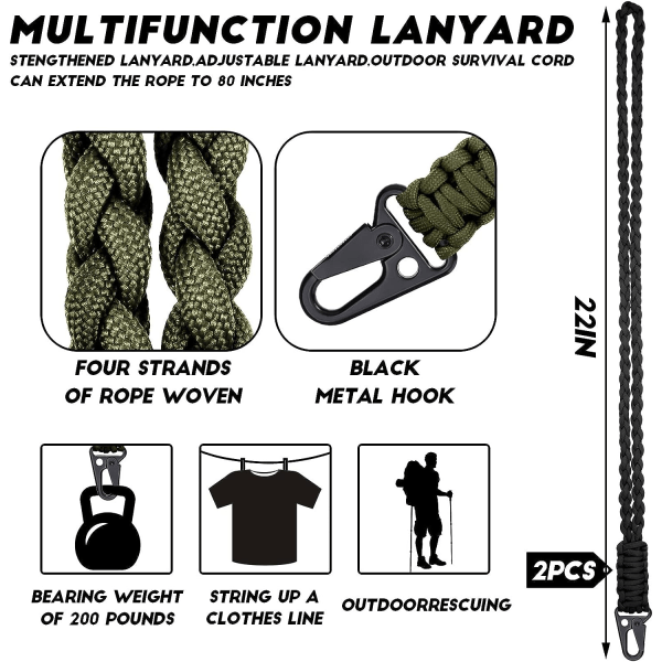 Heavy Duty Paracord Lanyard Halsband (2 set)