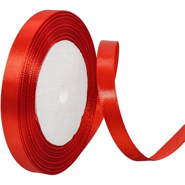 Rött satinband: 9 mm x 22 meter för present och dekoration
