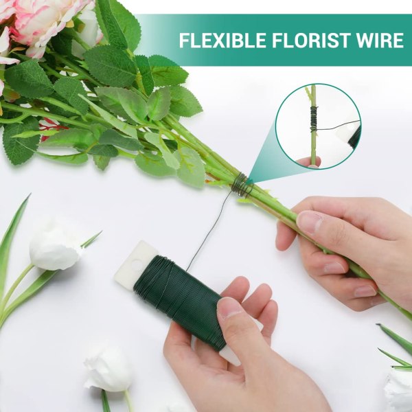 Grön Florist Wire - Flexibel 22 Gauge Floral Craft Wire