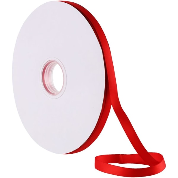 Röd bandrulle (10MM X 100M) - Tunt satinband