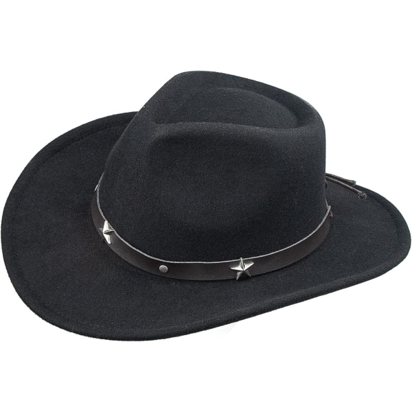 Klassisk cowboyhatt för kvinnor och män västerländsk stil Fedora-hatt med bred brätte med