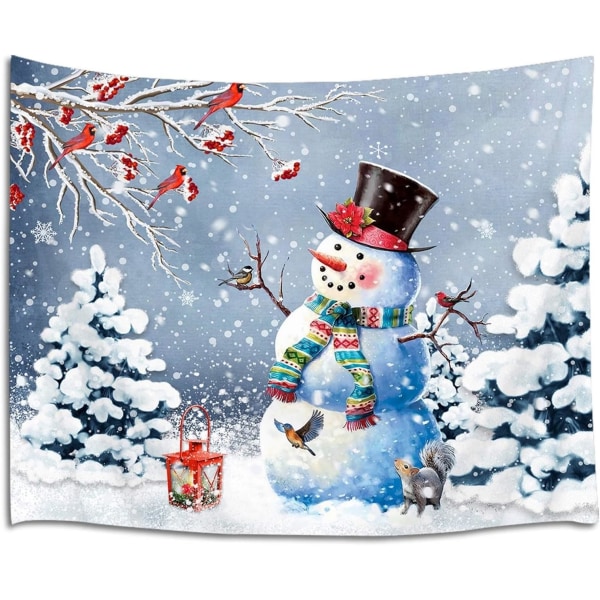 Christmas Snowman Gobeläng Xmas Tree Vinter Snow Scenery Gobeläng Vägghängande