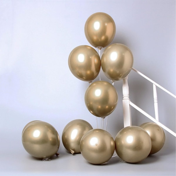 50 st Champagne guld metalliska ballonger - festdekorationer