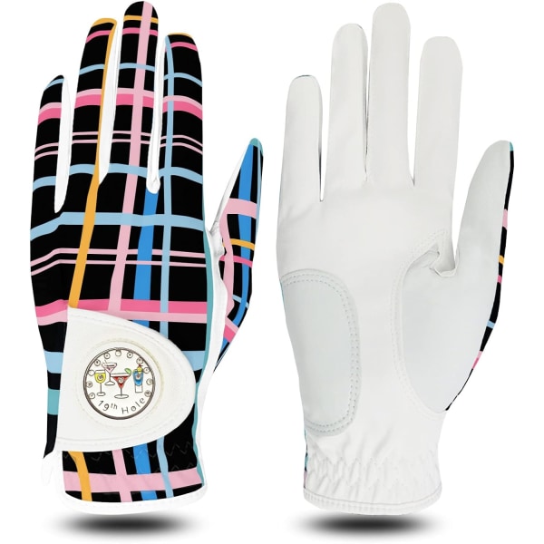 Golfhandskar dam vänster hand höger - Cabretta läder med bollmarkering (modemönster, 1 par)