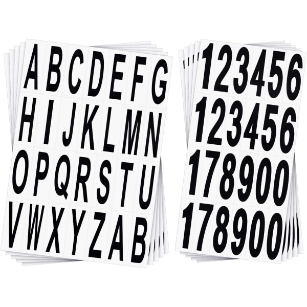 10 ark brevlåda siffror och bokstäver klistermärken - svart vinyl alfabetet nummerdekaler