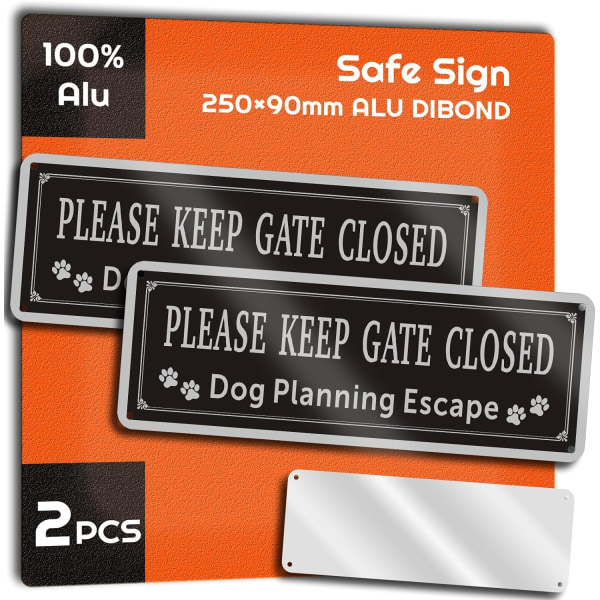 Vänligen stäng portskylten - reflekterande aluminium Se upp för hundskylten (2-pack)