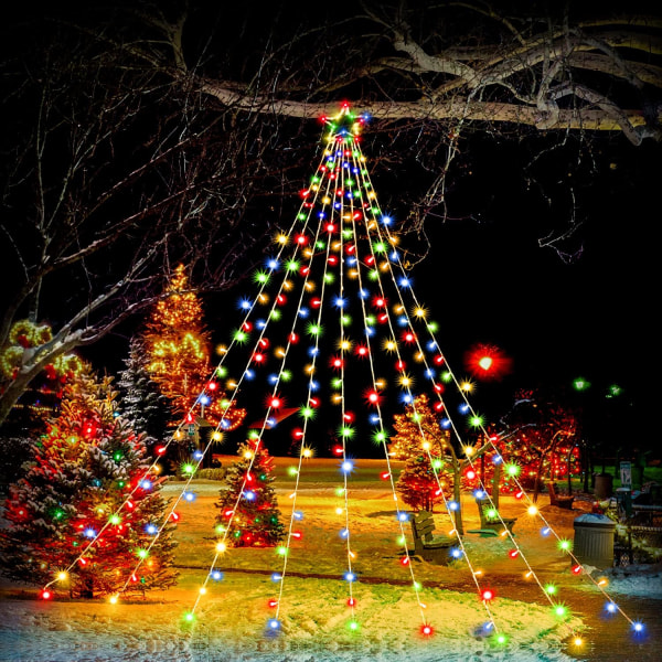Juldekorationer Star Lights, 320 LED julgransbelysning utomhus, 16,4 Ft