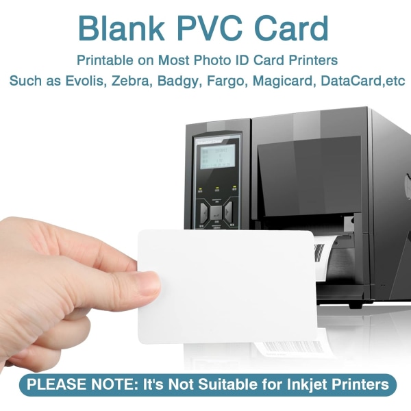 Premium tomma PVC-kort - paket med 20 vita plastkort för ID-märkesskrivare