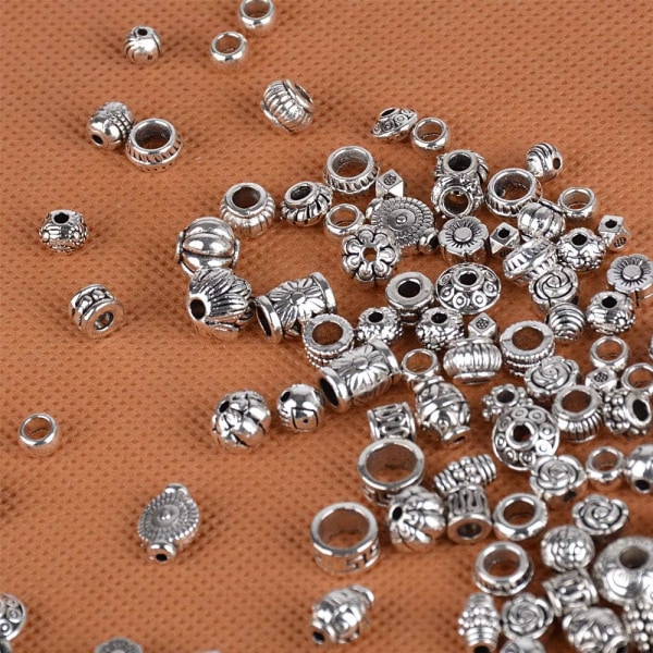 200st Silver Spacer Beads for Crafting - Tibetanska Spacer Beads