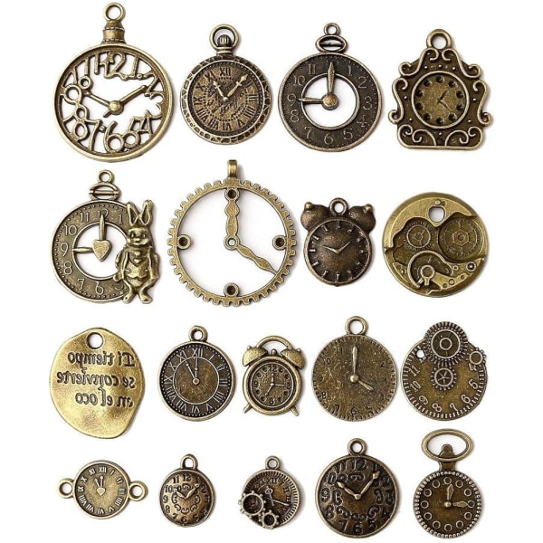 Klockhängande Charms Set: Flerfärgad antik brons Steampunk Gear Cog Wheel Charms