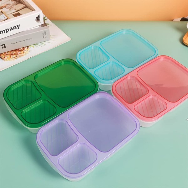 4-pack Bento Lunchbox med fack. Återanvändbara matlådor