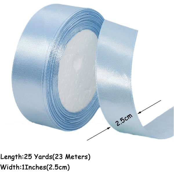 Ljusblått satinband (25 mm x 23 meter): Hantverk