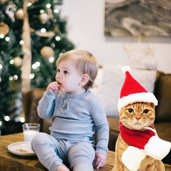 Katt juldräkter Outfit Set - Festliga tillbehör för husdjur