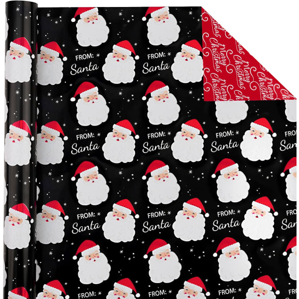 Vändbart julklappspapper - minirulle - 17 tum x 33 fot - svart